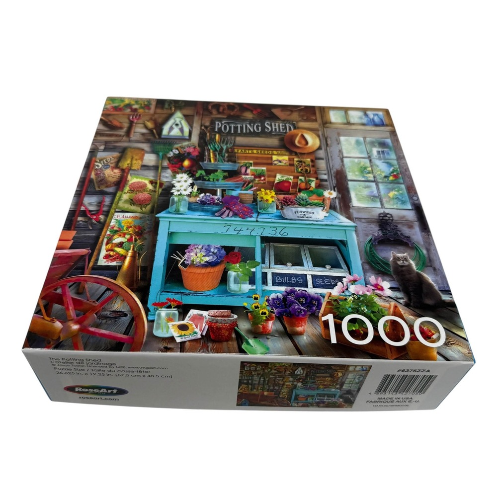 RoseArt Hobby Haven The Potting Shed 1000 Piece  Puzzle Jason Taylor UNCOUNTED